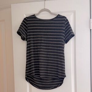 Pink Clover Dark Gray and White Striped Tee